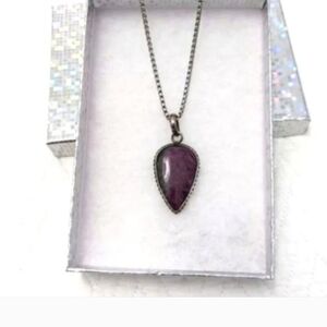 Ruby Zoisite Natural Gemstone sterling silver chain Vintage